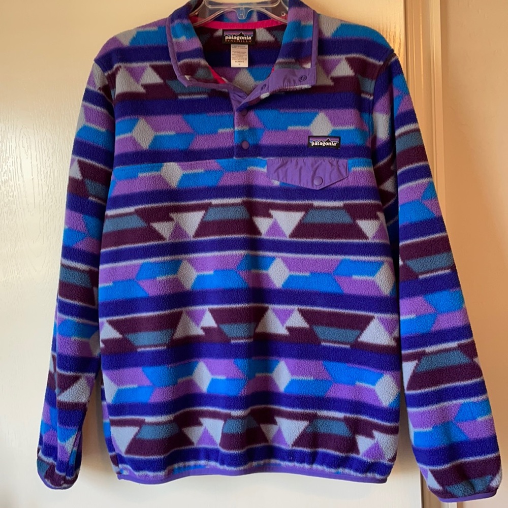 Patagonia purple geometric pullover